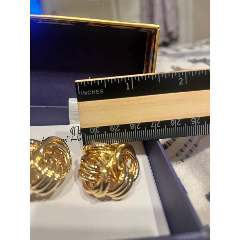 House of Harlow 1960 Large Knotted  Gold Tone Stud Earrings - Picture 5 of 5